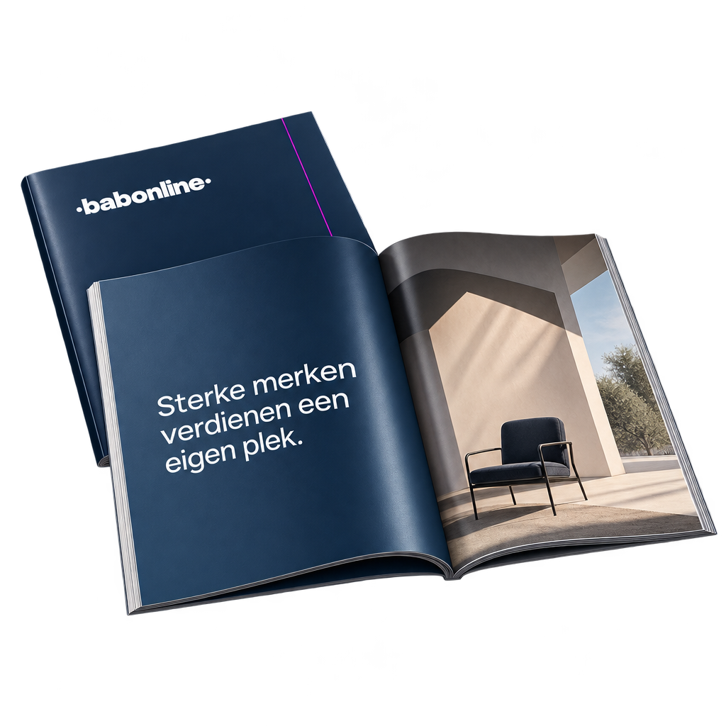 BabOnline magazine en brochure ontwerp met de tekst Sterke merken verdienen een eigen plek
